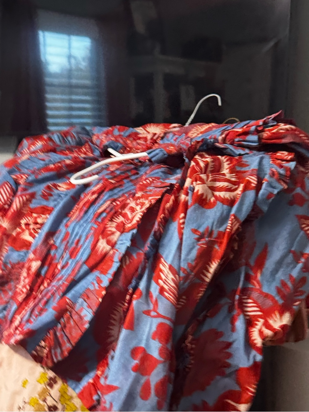 FARM Rio Red & Blue Floral Ruffled High-Neck Blouse - Picture 2 of 3